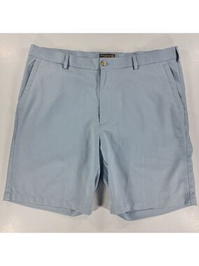 Peter Millar Crown Sport Blue Houndstooth Preppy Chino Golf Shorts Mens 38 X 9"